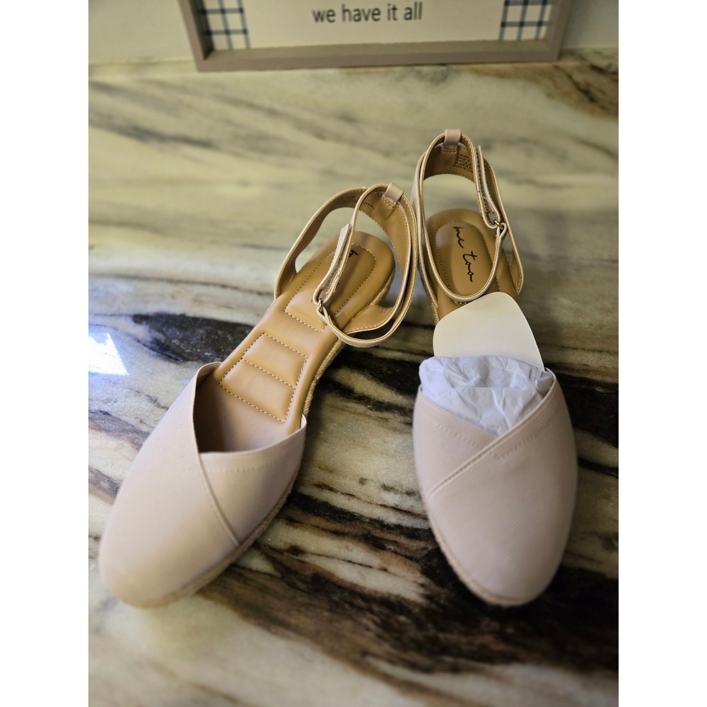 Me Too Nikkie15 Beige Textile Espadrille Wedge Sandals Womens 10M Ankle Strap
